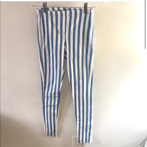 Topshop stripe leggings, blue and white, size 2 - Picture 1 of 2